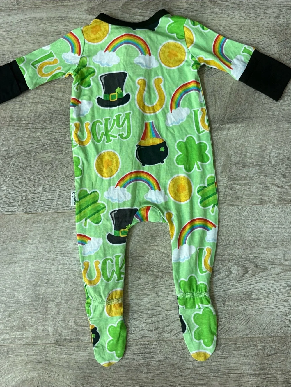 Gigi & Max St. Patrick’s Day Shamrock & Rainbow Infant Bamboo Sleeper